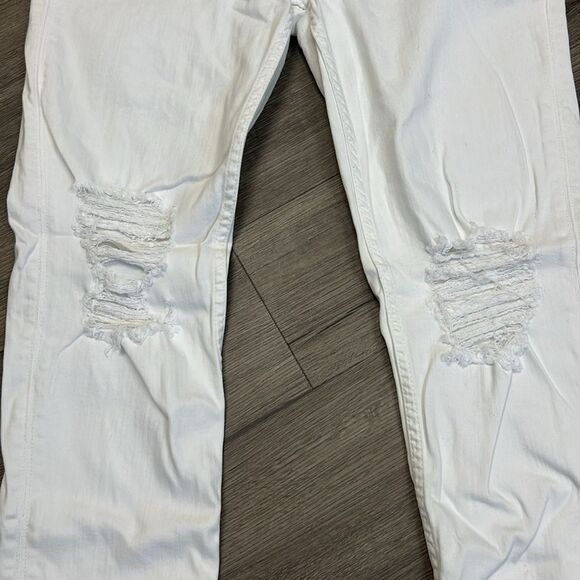 Hudson Collin Flap Skinny White Ankle Distressed Knee Jeans 31 - Picture 2 of 6
